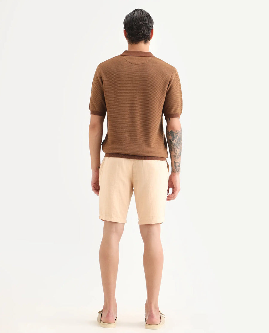 Rare Rabbit Men's Pinto-Ss26 Pastel Yellow Cotton Fabric Drawstring Relaxed Fit Plain Shorts