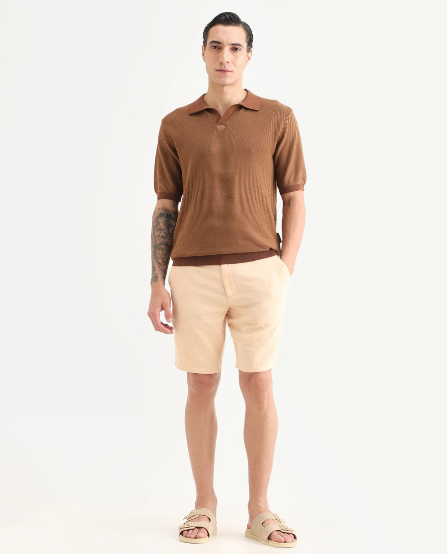 Rare Rabbit Men's Pinto-Ss26 Pastel Yellow Cotton Fabric Drawstring Relaxed Fit Plain Shorts