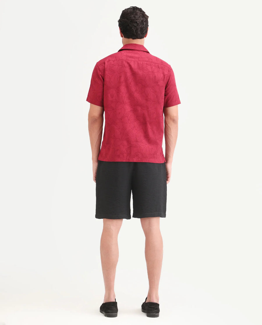 Rare Rabbit Men's Veon-St Black Viscose Blend Fabric Relaxed Fit Plain Shorts
