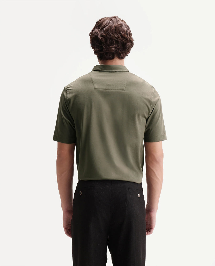 Rare Rabbit Men's Badger-S26 Dusky Olive Cotton Blend Fabric Half Sleeve Spread Collar Regular Fit Plain Polo