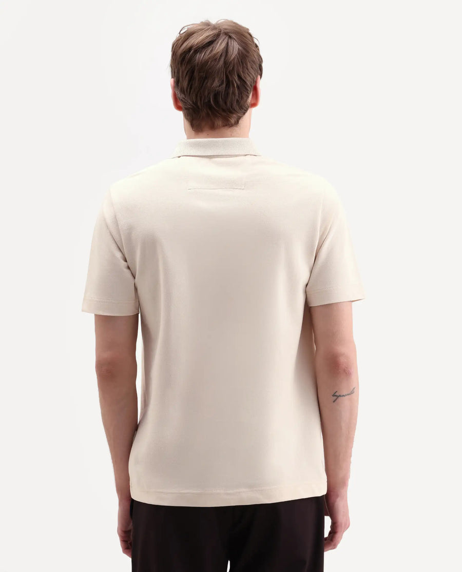 Rare Rabbit Men's Hin-S26 Off White Cotton Blend Fabric Half Sleeve Spread Collar Regular Fit Plain Polo