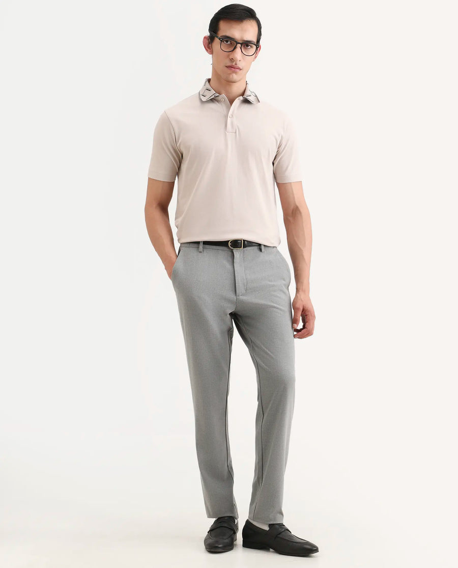 Rare Rabbit Men's Juke Dusky Beige Cotton Blend Fabric Half Sleeve Spread Collar Regular Fit Plain Polo