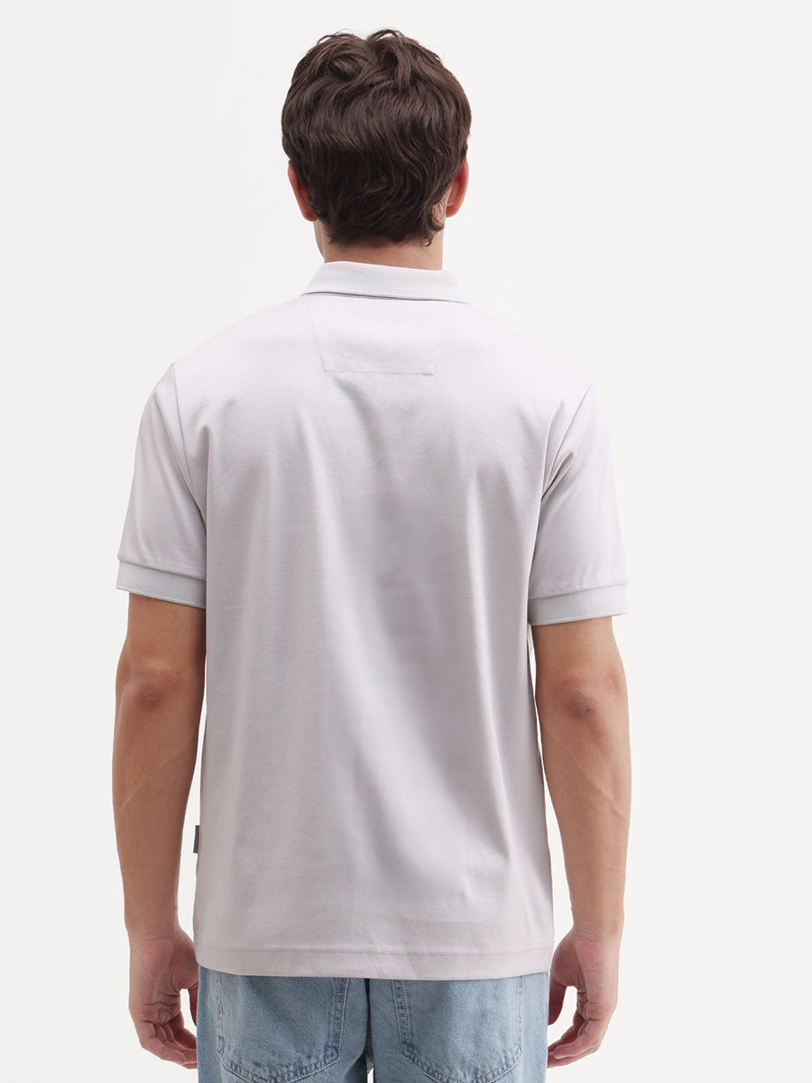 Rare Rabbit Men's Nish Pastel Green Cotton Fabric Half Sleeve Spread Collar Regular Fit Plain Polo