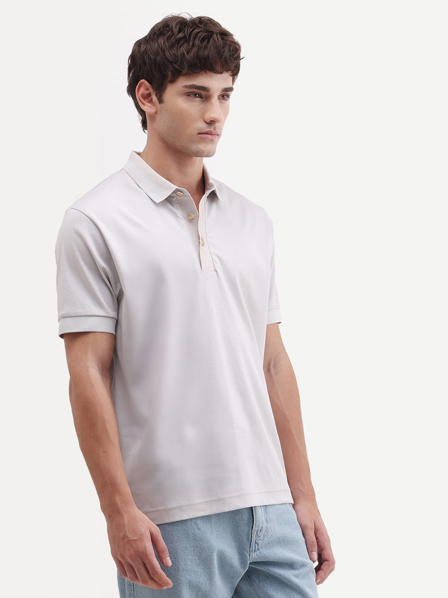 Rare Rabbit Men's Nish Pastel Green Cotton Fabric Half Sleeve Spread Collar Regular Fit Plain Polo