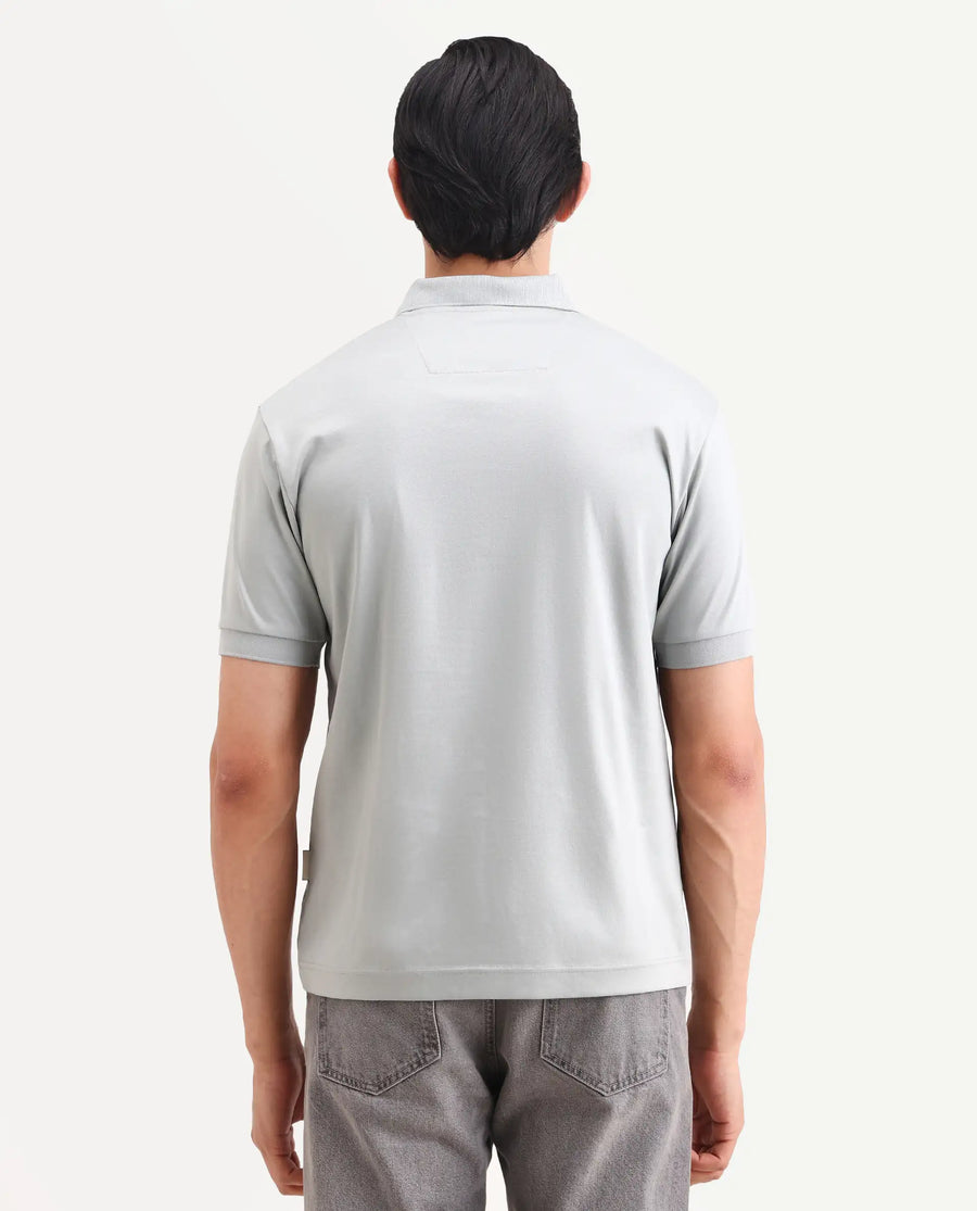 Rare Rabbit Men's Row-S26 Dusky Green Cotton Fabric Half Sleeve Spread Collar Regular Fit Plain Polo
