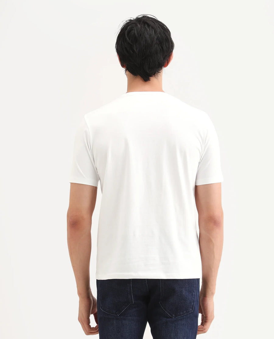 Rare Rabbit Men's Grap White Cotton Blend Fabric Half Sleeve Crew Neck Regular Fit Graphic Print T-Shirt