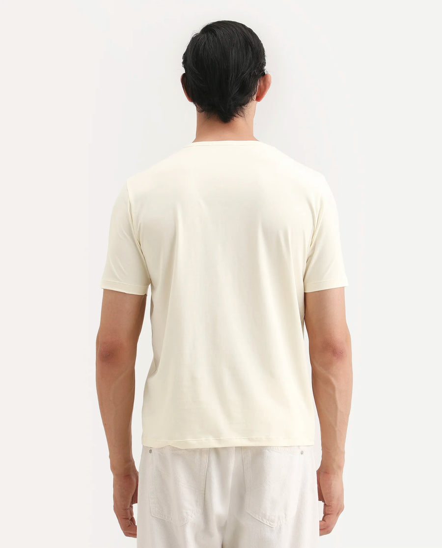 Rare Rabbit Men's Wog Pastel Yellow Cotton Blend Fabric Half Sleeve Crew Neck Regular Fit Graphic Print T-Shirt