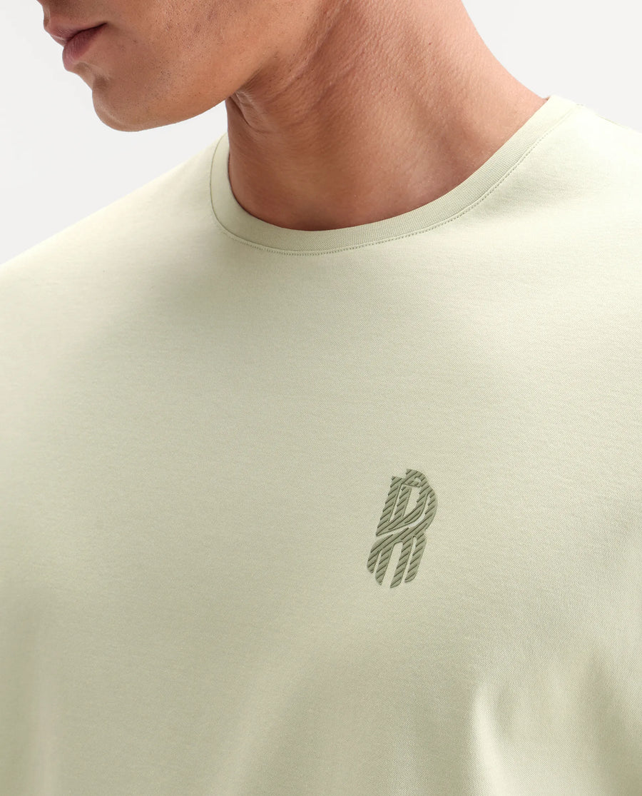 Rare Rabbit Men's Zenim Flouroscent Green Cotton Fabric Half Sleeve Crew Neck Regular Fit Plain T-Shirt