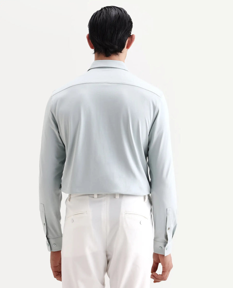 Rare Rabbit Men's Tour-Ss26 Pastel Green Cotton Blend Fabric Full Sleeve Spread Collar Regular Fit Plain Shirt