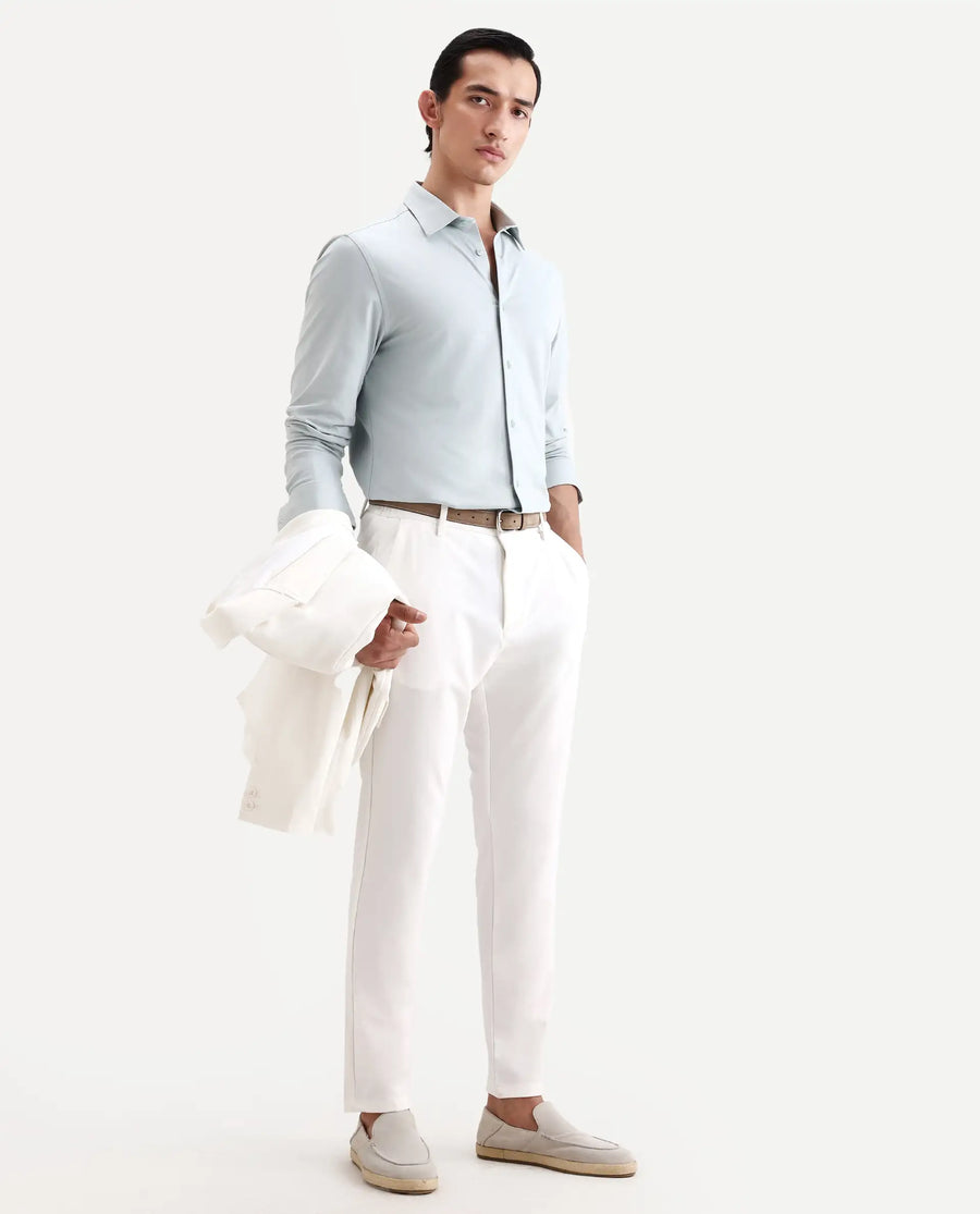 Rare Rabbit Men's Tour-Ss26 Pastel Green Cotton Blend Fabric Full Sleeve Spread Collar Regular Fit Plain Shirt