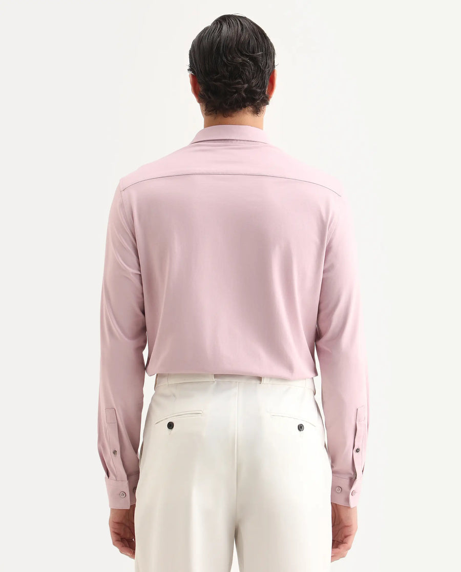 Rare Rabbit Men's Tour-Ss26 Pastel Pink Cotton Blend Fabric Full Sleeve Spread Collar Regular Fit Plain Shirt