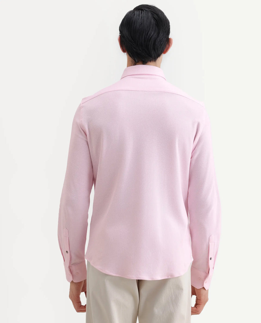 Rare Rabbit Men's Vane-Ss26 Light Pink Cotton Fabric Full Sleeve Regular Fit Plain Shirt