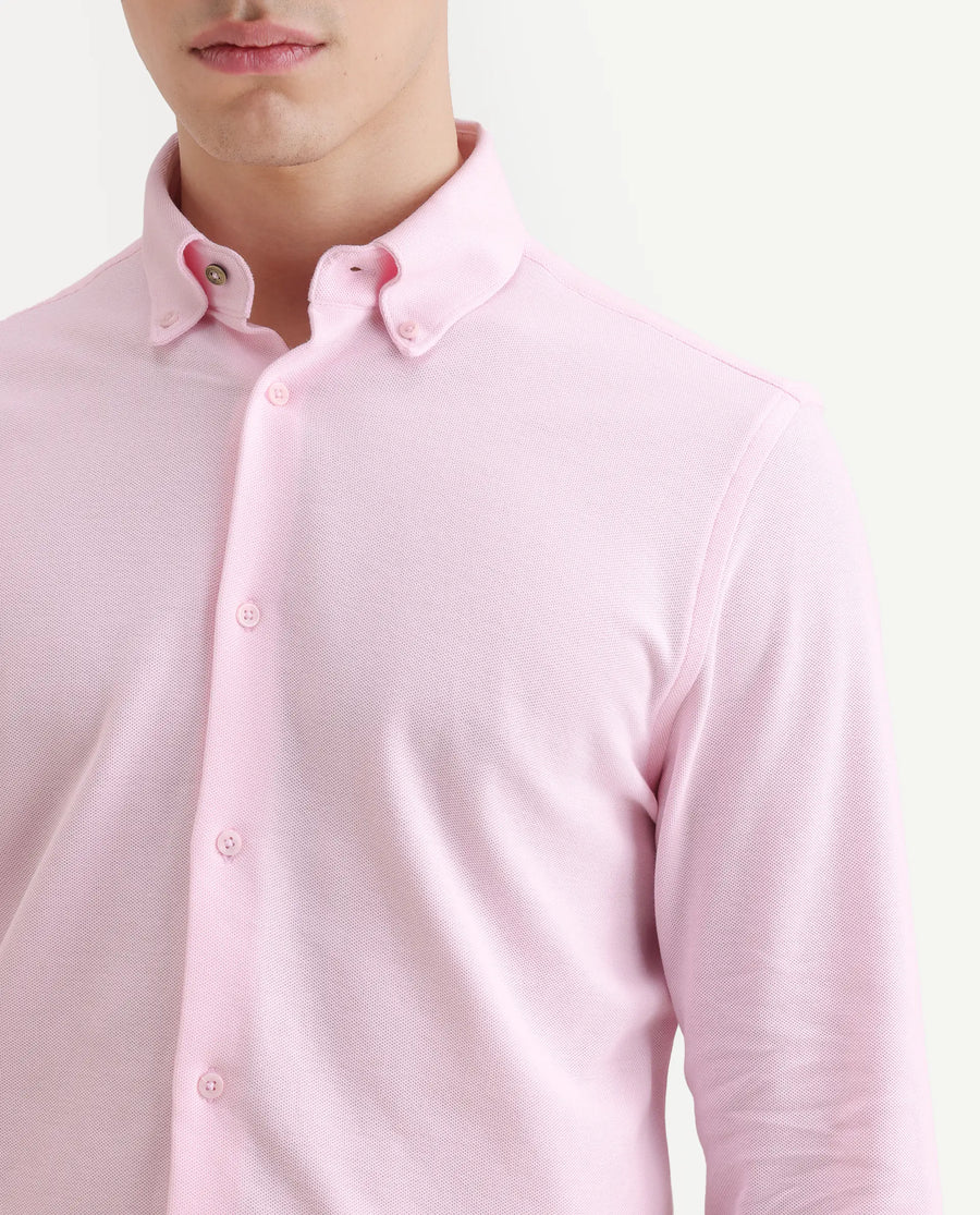 Rare Rabbit Men's Vane-Ss26 Light Pink Cotton Fabric Full Sleeve Regular Fit Plain Shirt