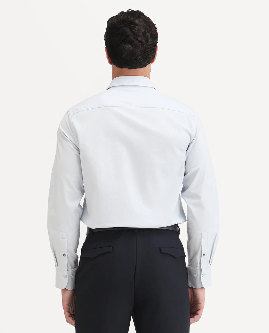 Rare Rabbit Men's Remob Light Blue Cotton Blend Fabric Full Sleeve Regular Fit Plain Shirt