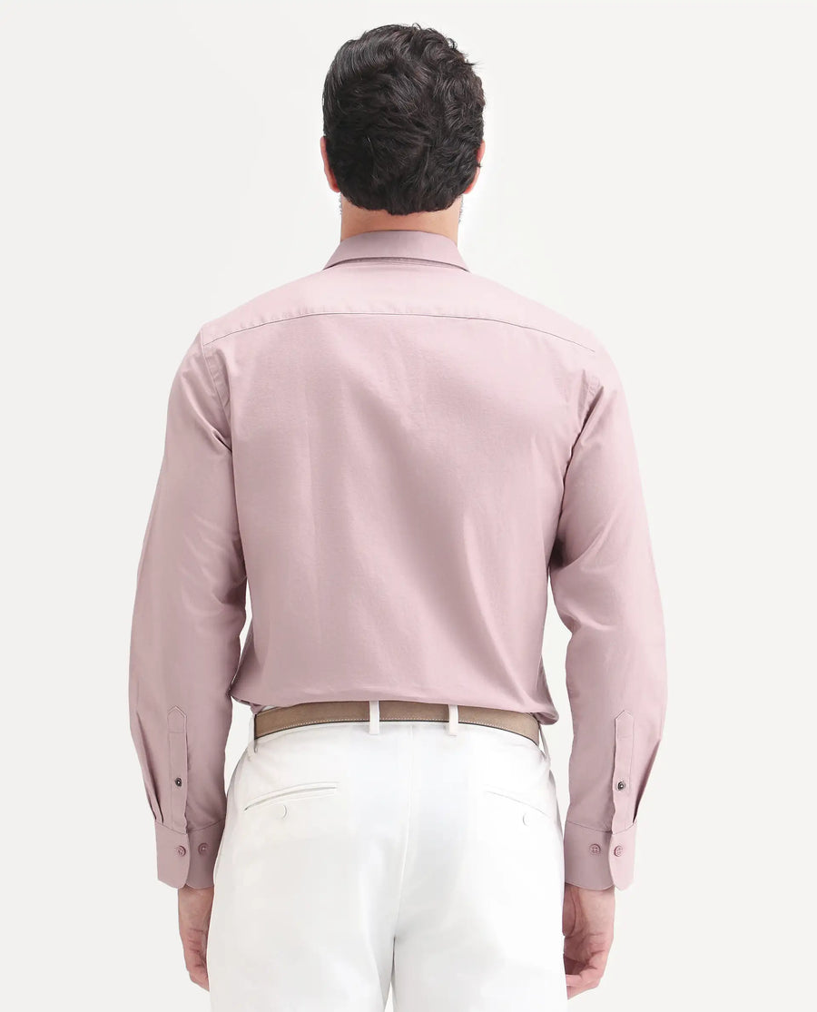 Rare Rabbit Men's Remob Light Pink Cotton Blend Fabric Full Sleeve Regular Fit Plain Shirt