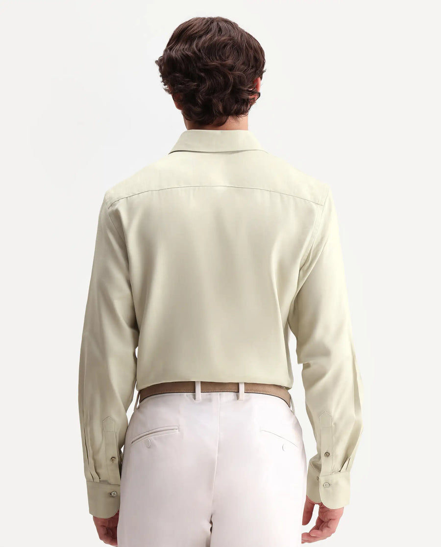 Rare Rabbit Men's Zanty Light Green Cotton Blend Fabric Full Sleeve Regular Fit Plain Shirt