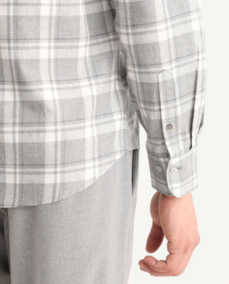 Rare Rabbit Men's Clary Dark Grey Cotton Fabric Full Sleeve Regular Fit Checked Shirt