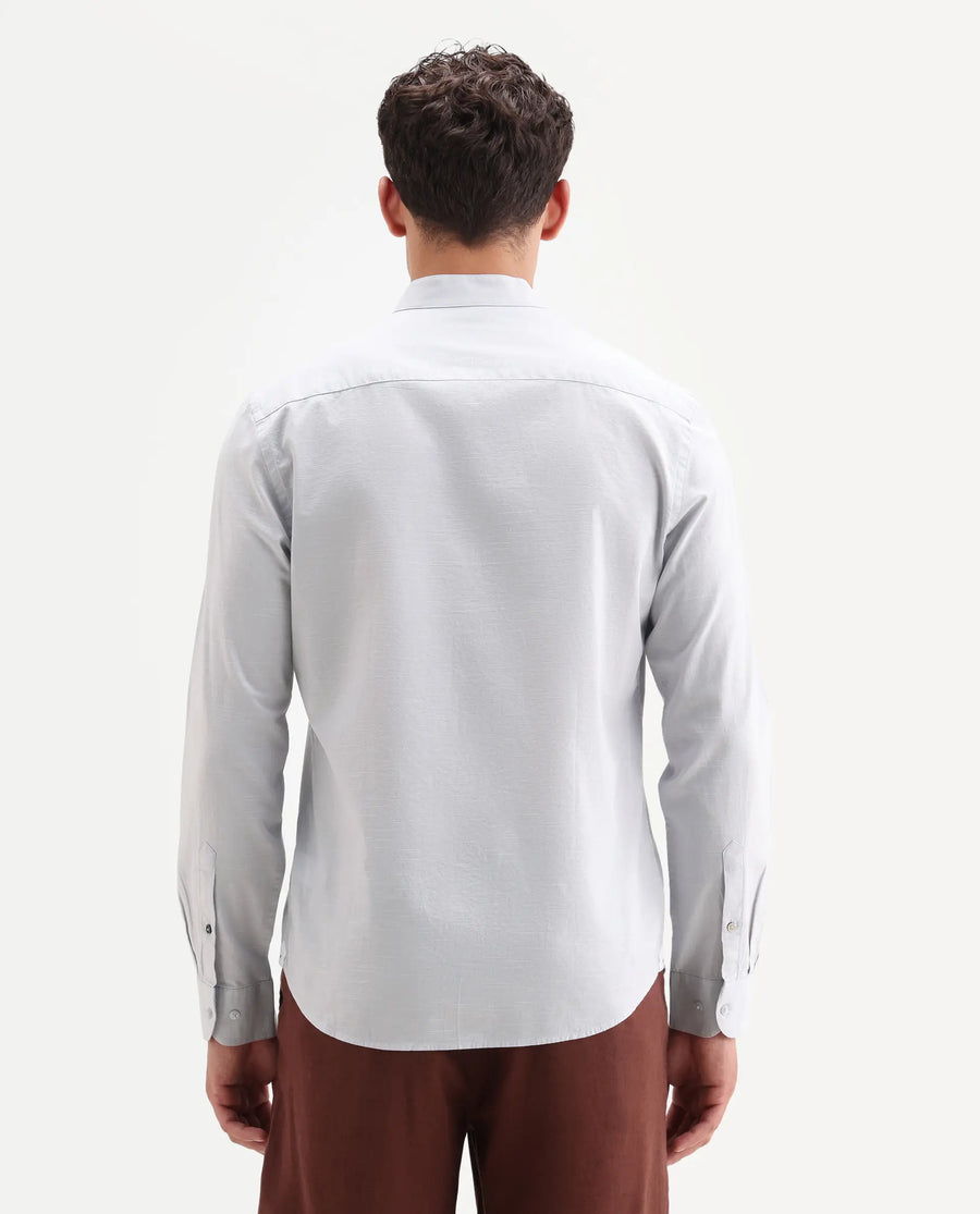 Rare Rabbit Men's Cadex Light Purple Cotton Fabric Full Sleeve Mandarin Collar Regular Fit Plain Shirt
