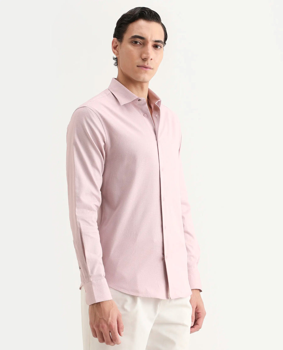 Rare Rabbit Men's Garahs Light Pink Cotton Blend Fabric Half Sleeve Regular Fit Shirt