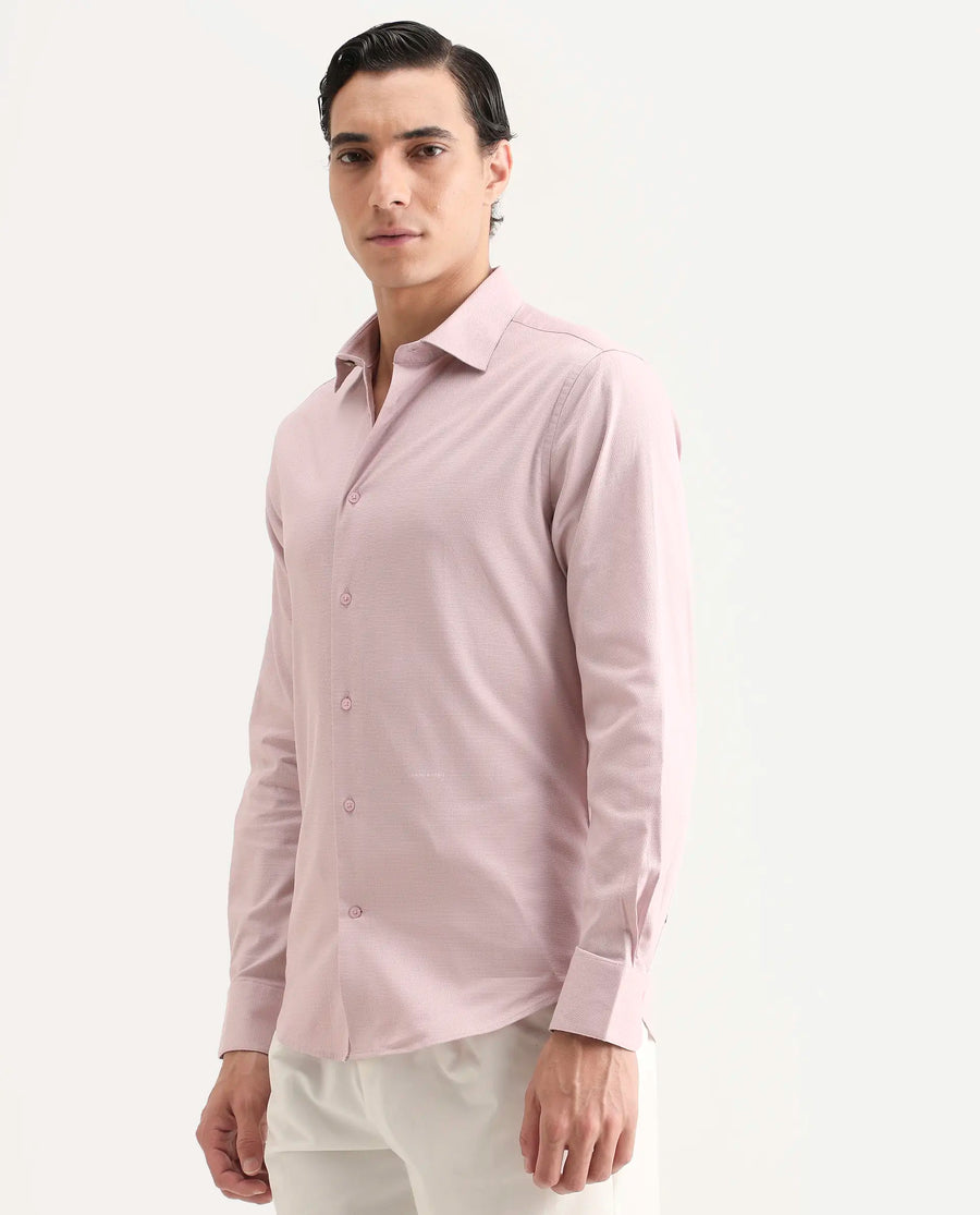 Rare Rabbit Men's Garahs Light Pink Cotton Blend Fabric Half Sleeve Regular Fit Shirt