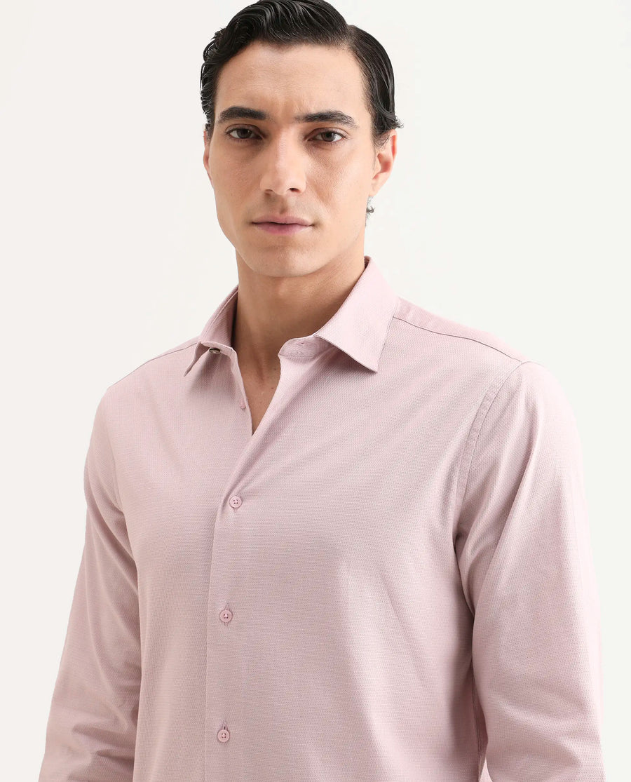Rare Rabbit Men's Garahs Light Pink Cotton Blend Fabric Half Sleeve Regular Fit Shirt