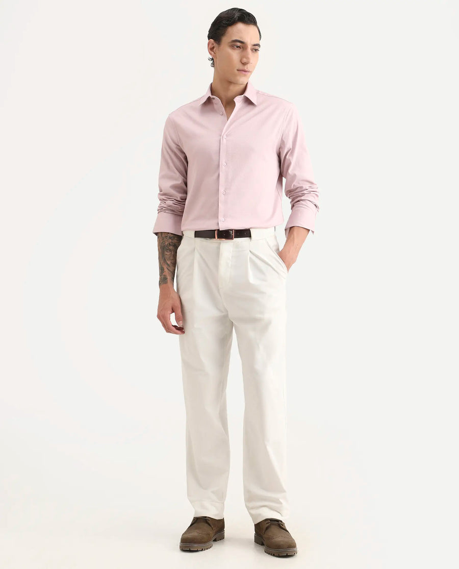 Rare Rabbit Men's Garahs Light Pink Cotton Blend Fabric Half Sleeve Regular Fit Shirt