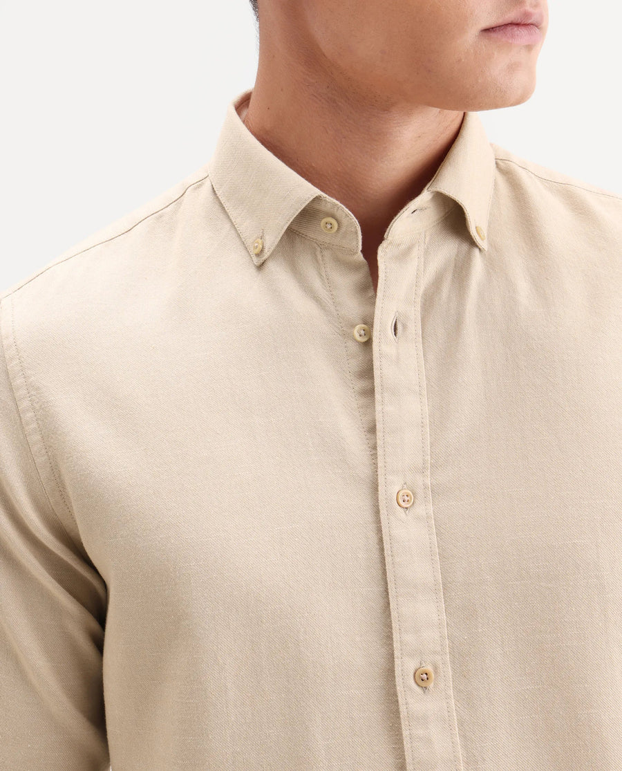 Rare Rabbit Men's Hax-P Light Mustard Cotton Blend Fabric Full Sleeve Spread Collar Button Regular Plain Shirt