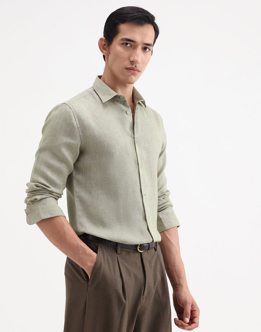 Rare Rabbit Men's Marin Off White Cotton Full Sleeve Spread Collar Regular Fit Checked Shirt