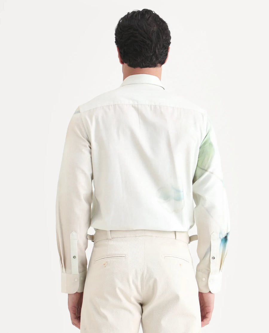 Rare Rabbit Men's Jono Off White Cotton Full Sleeve Spread Collar Regular Fit Floral Print Shirt
