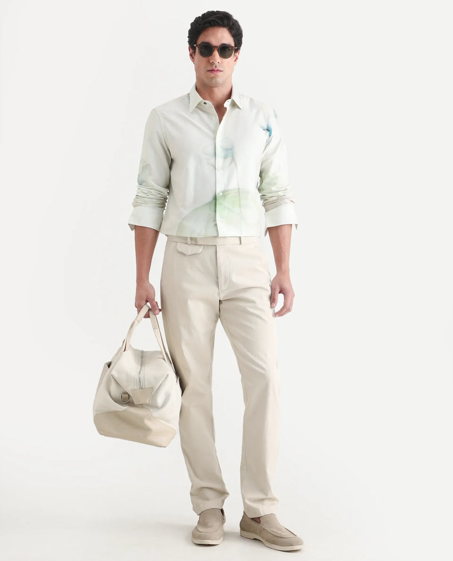 Rare Rabbit Men's Jono Off White Cotton Full Sleeve Spread Collar Regular Fit Floral Print Shirt