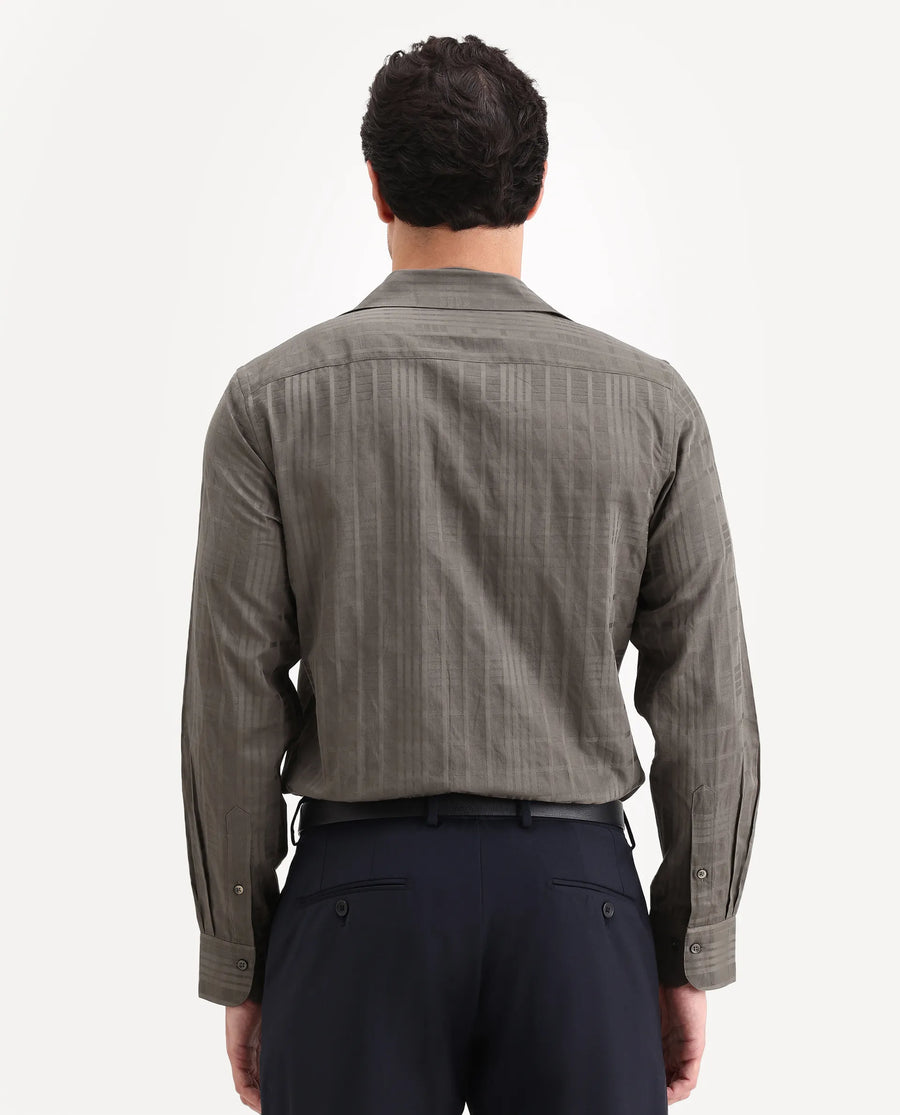 Rare Rabbit Men's Ford Light Brown Cotton Fabric Full Sleeve Spread Collar Regular Fit Checked Shirt