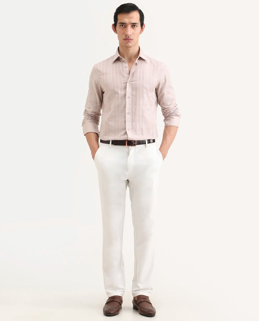 Rare Rabbit Men's Ford Dusky Pink Cotton Fabric Full Sleeve Spread Collar Regular Fit Checked Shirt