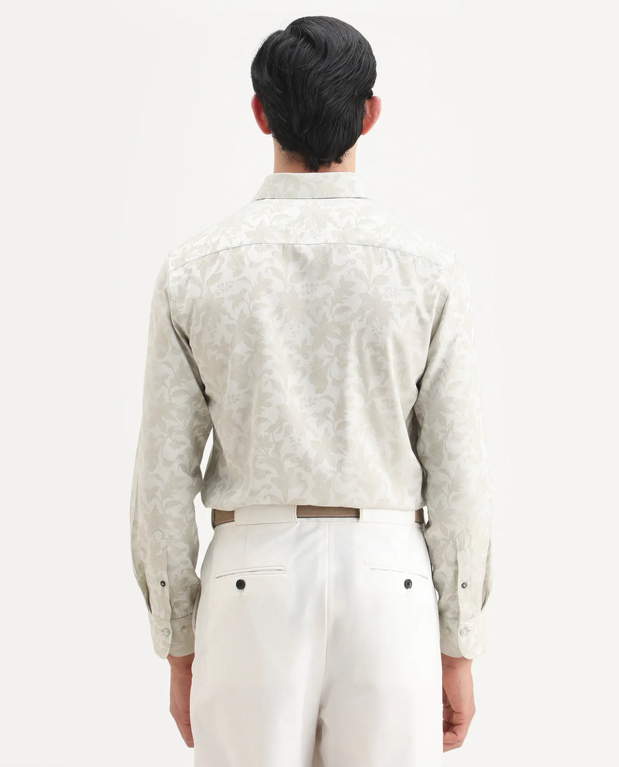 Rare Rabbit Men's Ringer Ls 26 Pastel Green Polyester Blend Fabric Full Sleeve Spread Collar Regular Fit Jacquard Shirt