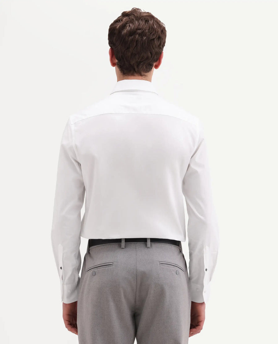 Rare Rabbit Men's Trev White Cotton Fabric Full Sleeve Spread Collar Regular Striped Shirt