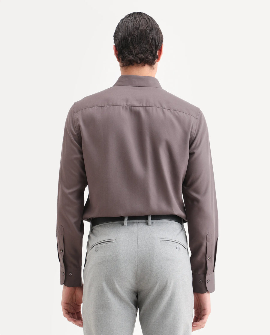 Rare Rabbit Men's Dream Dusky Fawn Tencel Fabric Full Sleeve Spread Collar Morris Regular Fit Plain Shirt
