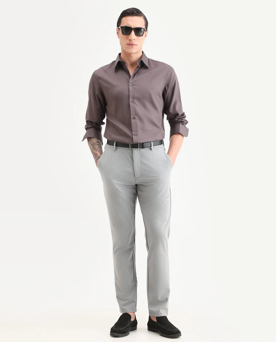 Rare Rabbit Men's Dream Dusky Fawn Tencel Fabric Full Sleeve Spread Collar Morris Regular Fit Plain Shirt