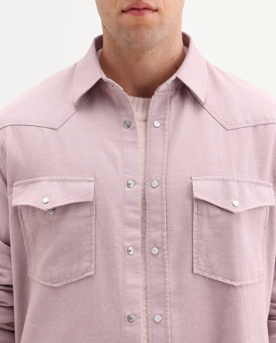 Rare Rabbit Men's Haxlr 26 Dusky Pink Cotton Blend Fabric Full Sleeve Spread Collar Snap Button Regular Fit Plain Shirt