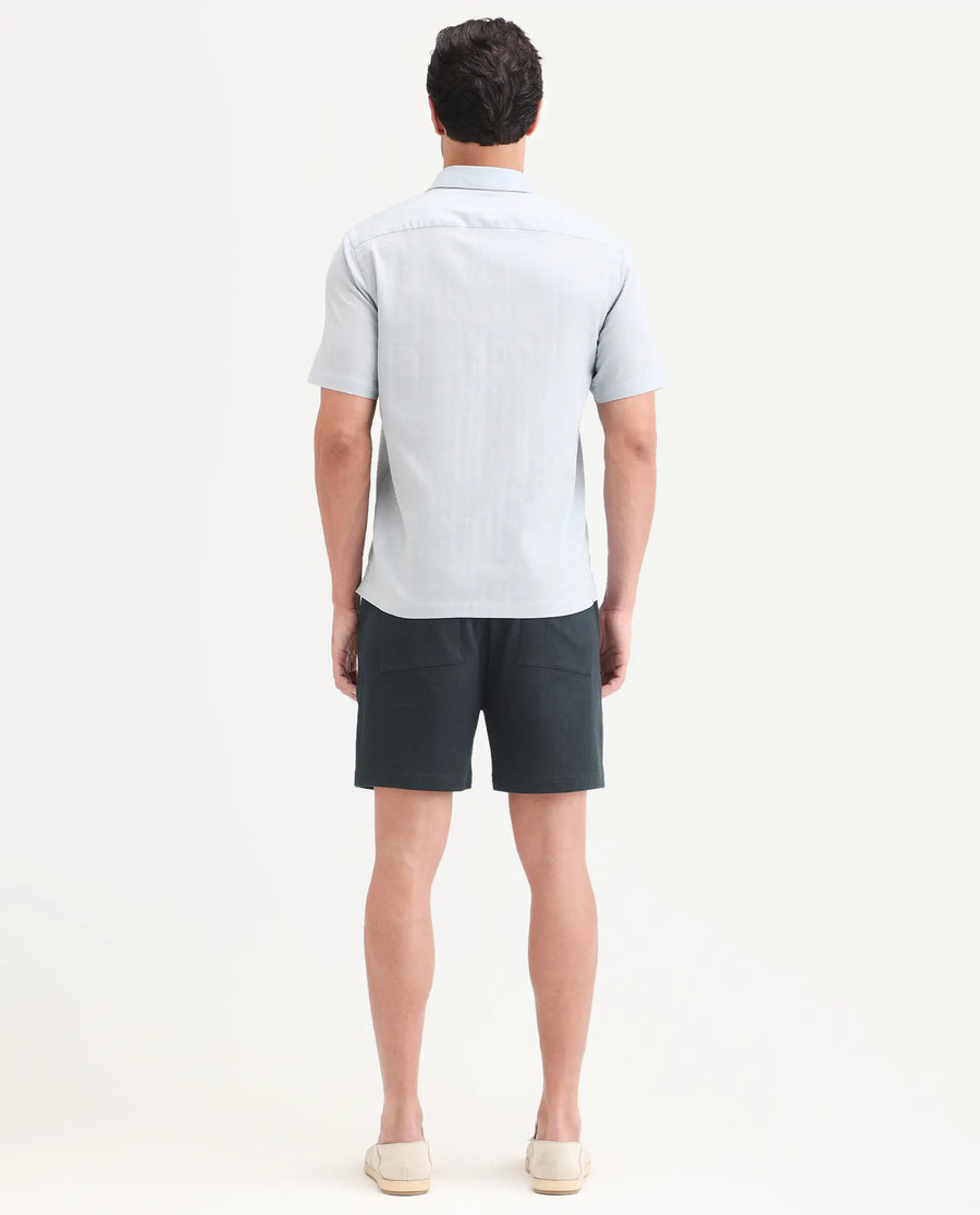 Rare Rabbit Men's Kelos-Sh26 Dark Teal Cotton Blend Fabric Regular Fit Plain Shorts