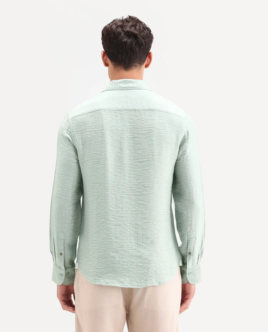 Rare Rabbit Men's Vaxon-26 Pastel Green Viscose Blend Full Sleeve Spread Collar Regular Fit Checked Shirt