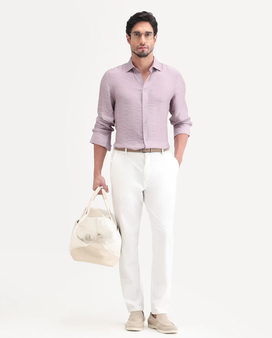 Rare Rabbit Men's Vaxon-26 Pastel Purple Viscose Blend Full Sleeve Spread Collar Regular Fit Checked Shirt