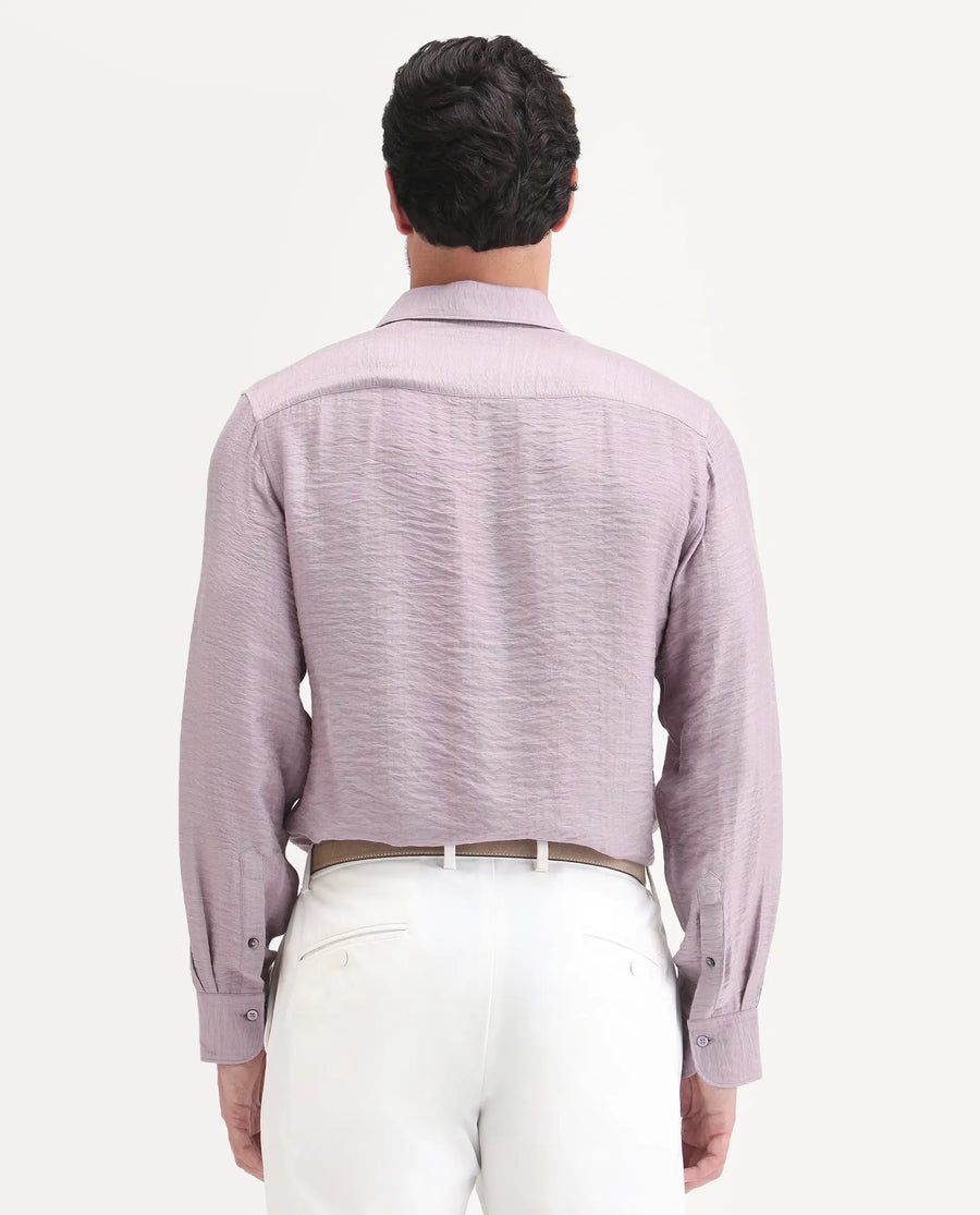 Rare Rabbit Men's Vaxon-26 Pastel Purple Viscose Blend Full Sleeve Spread Collar Regular Fit Checked Shirt