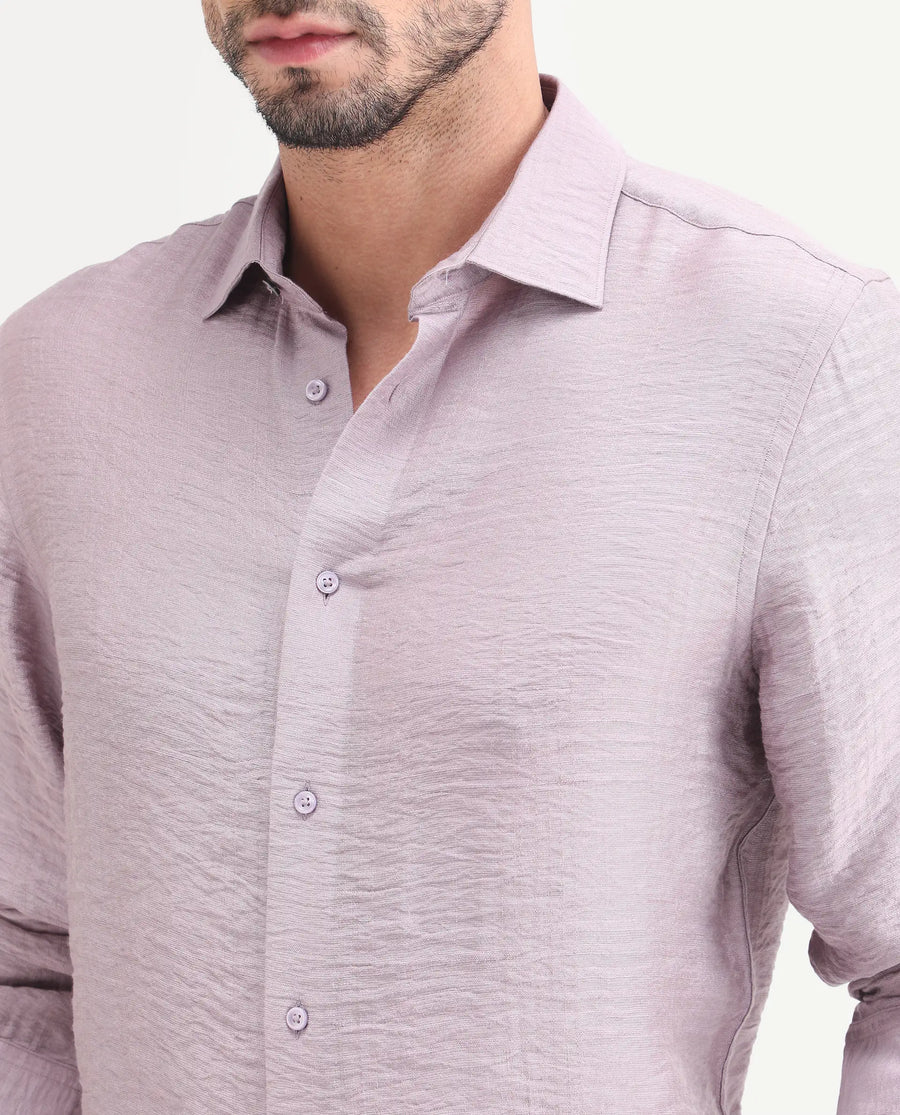 Rare Rabbit Men's Vaxon-26 Pastel Purple Viscose Blend Full Sleeve Spread Collar Regular Fit Checked Shirt