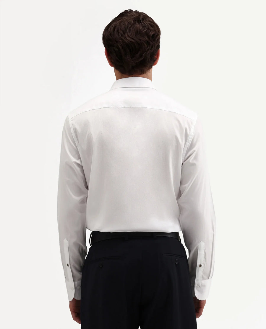 Rare Rabbit Men's Antec White Cotton Blend Fabric Full Sleeve Regular Fit Plain Shirt