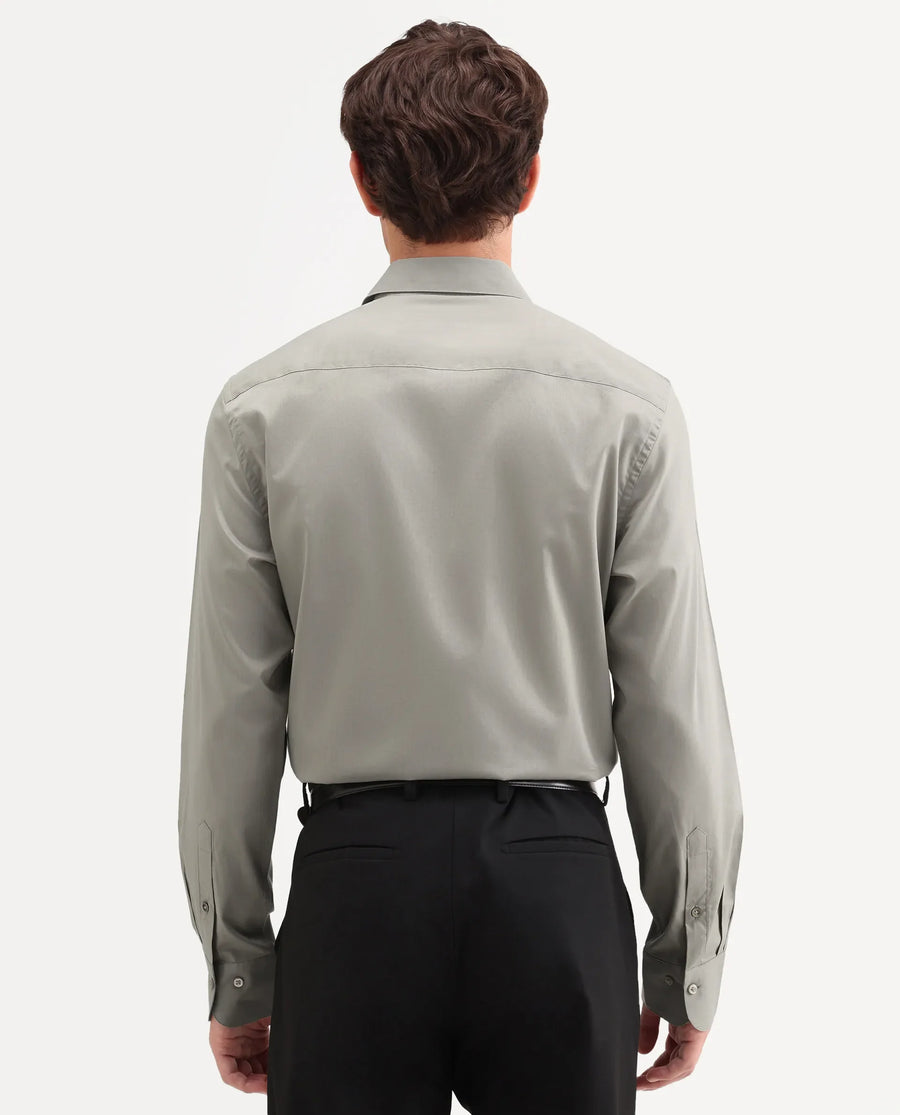 Rare Rabbit Men's Antec Grey Cotton Blend Fabric Full Sleeve Regular Fit Plain Shirt