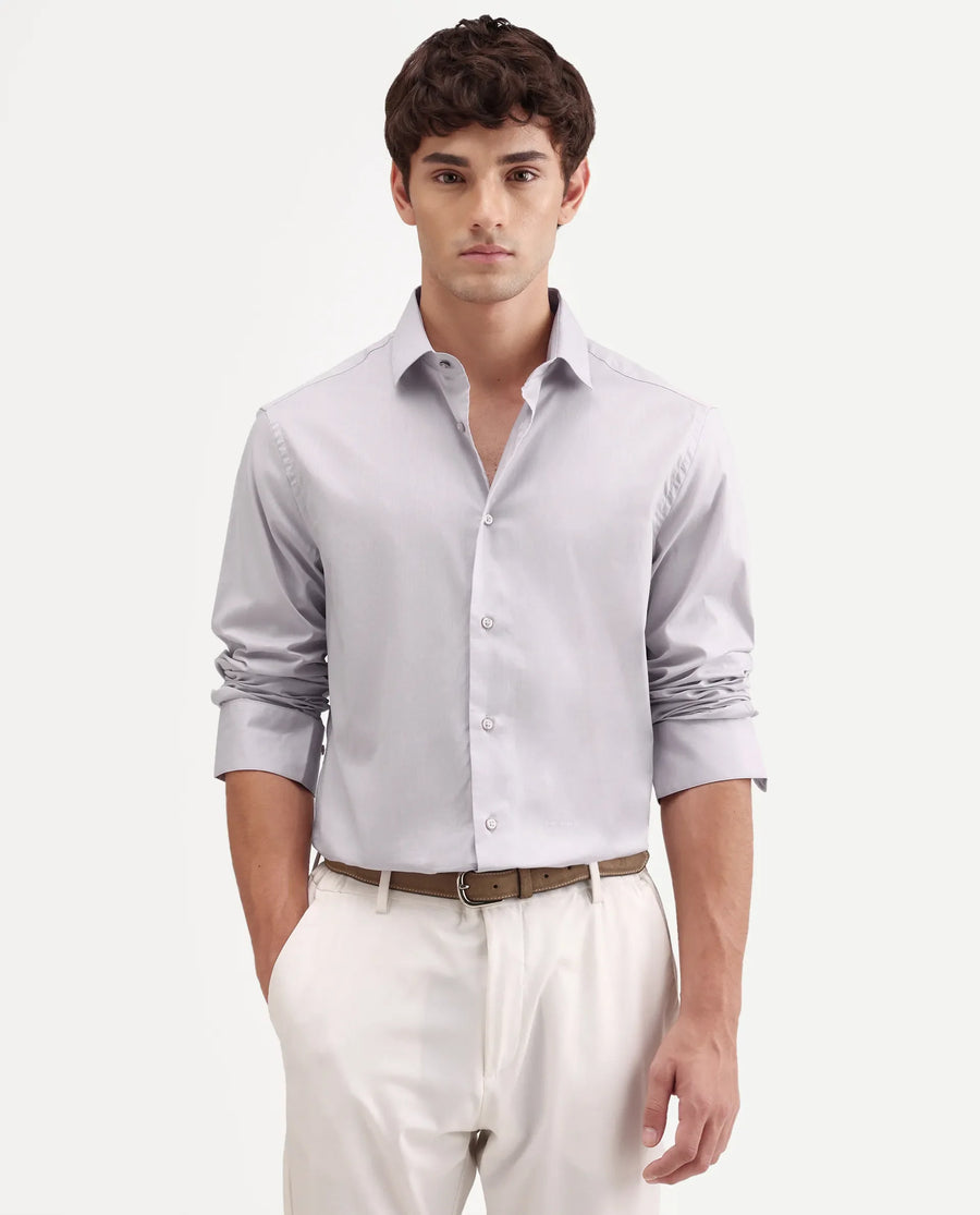 Rare Rabbit Men's Antec Pink Cotton Blend Fabric Full Sleeve Regular Fit Plain Shirt