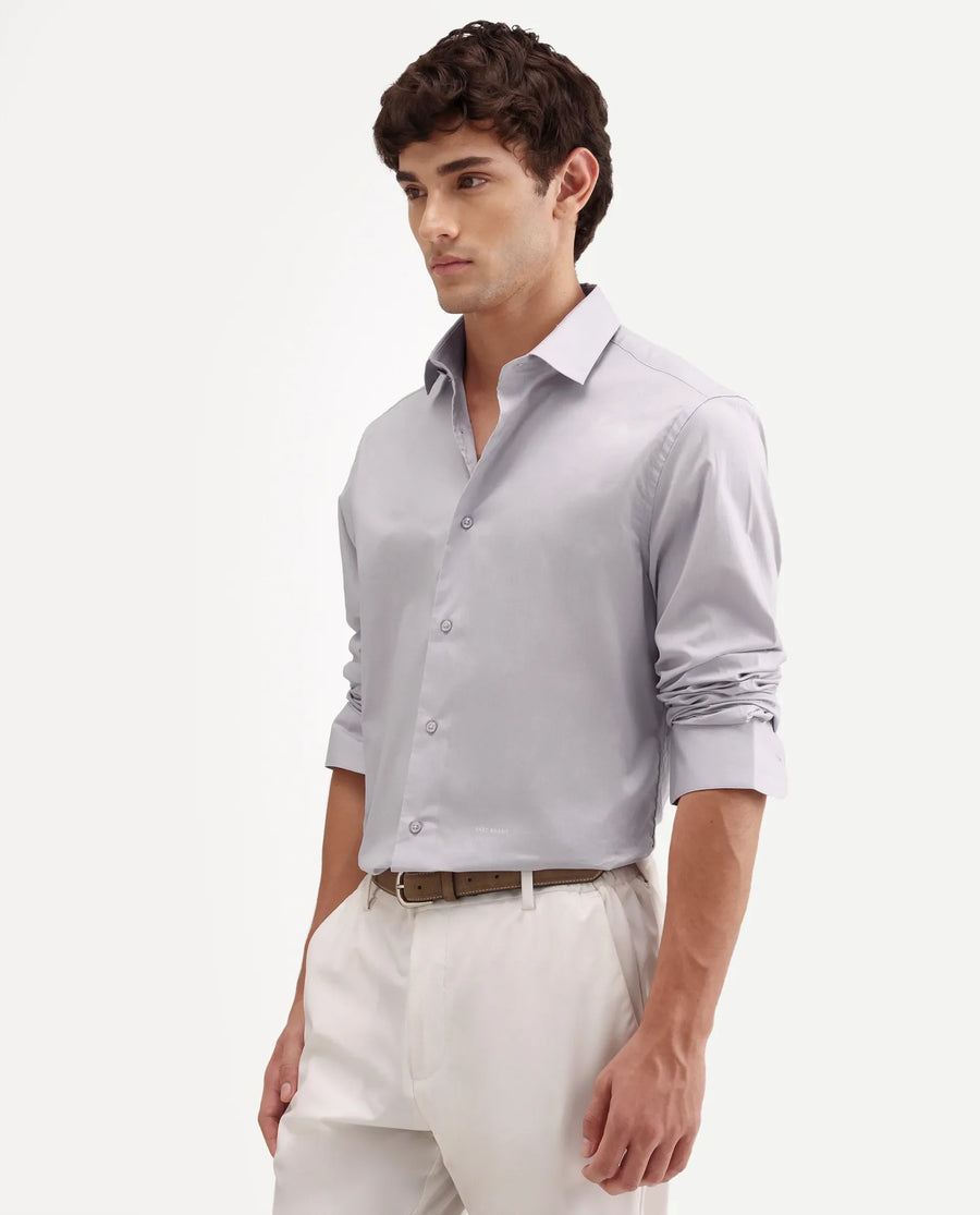 Rare Rabbit Men's Antec Pink Cotton Blend Fabric Full Sleeve Regular Fit Plain Shirt