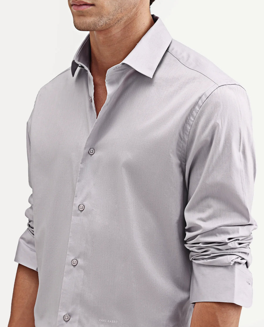 Rare Rabbit Men's Antec Pink Cotton Blend Fabric Full Sleeve Regular Fit Plain Shirt