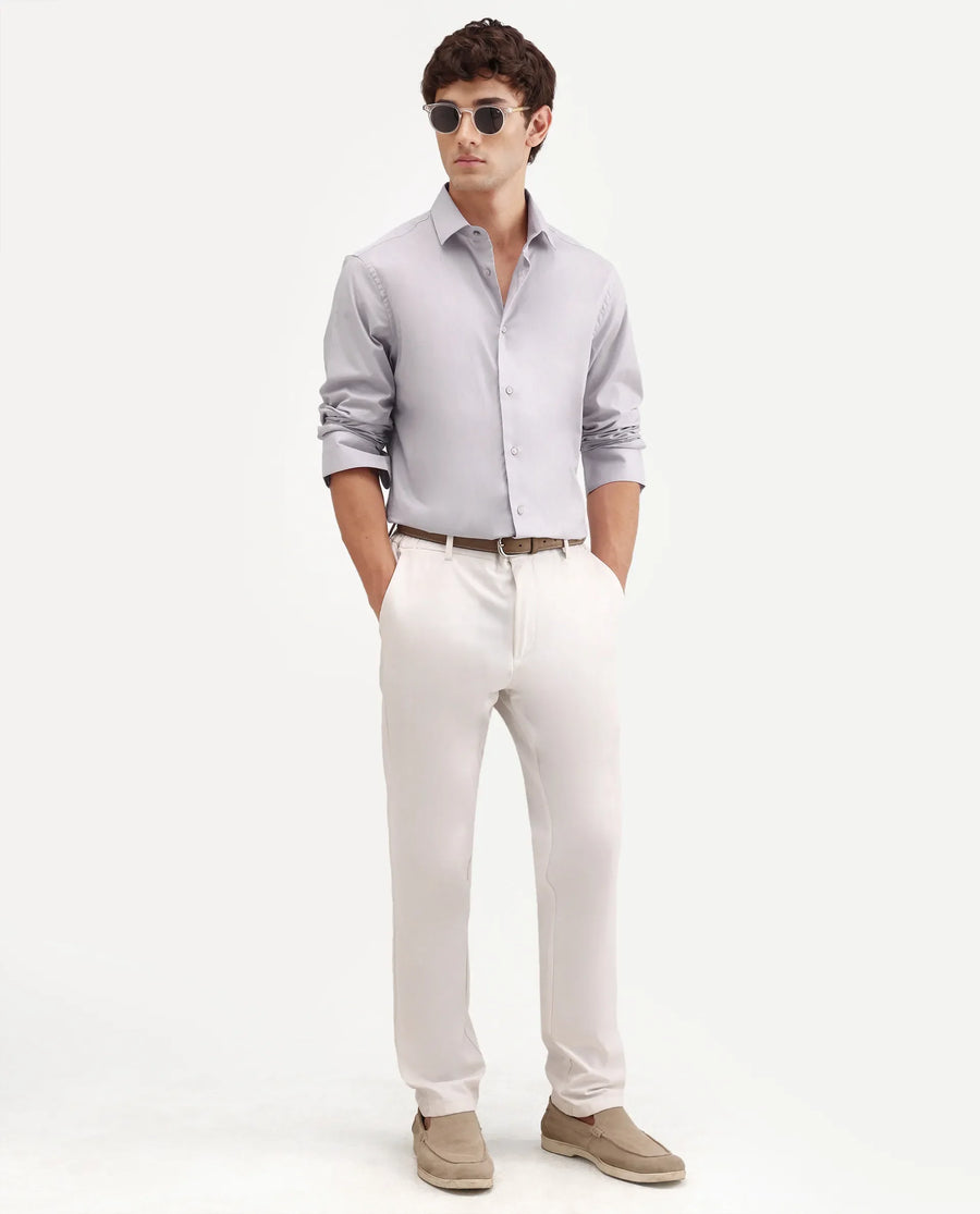 Rare Rabbit Men's Antec Pink Cotton Blend Fabric Full Sleeve Regular Fit Plain Shirt