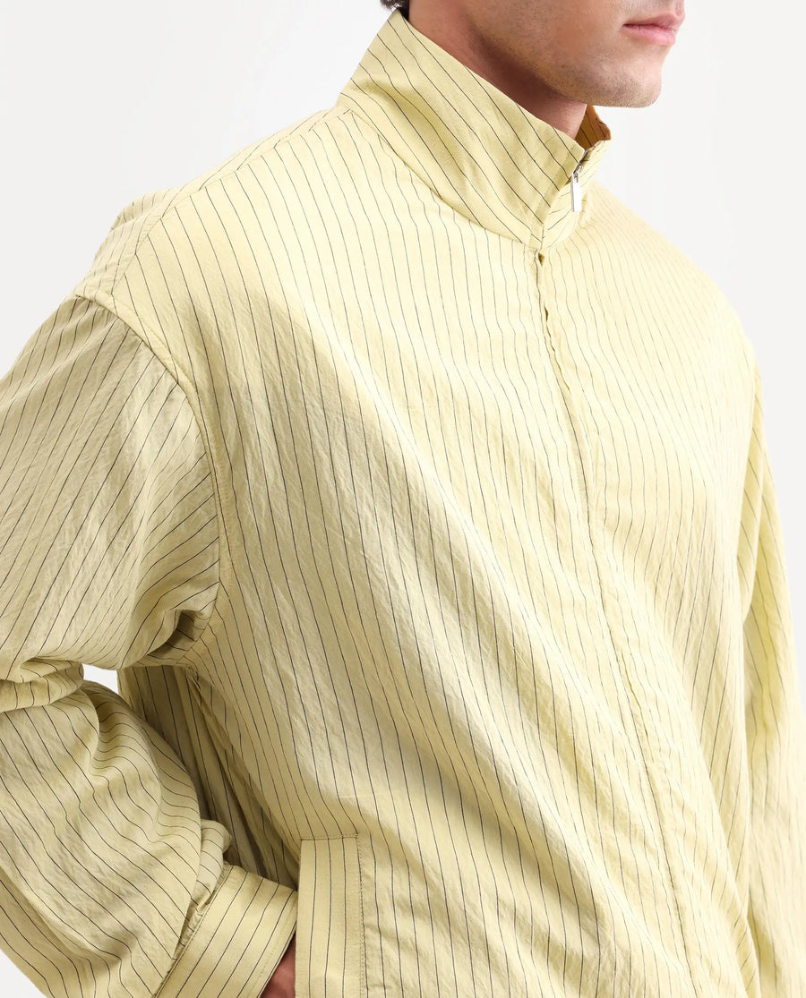 Rare Rabbit Men's Mivo Fluorescent Green Nylon Blend Fabric Full Sleeve High Neck Regular Fit Plain Shacket