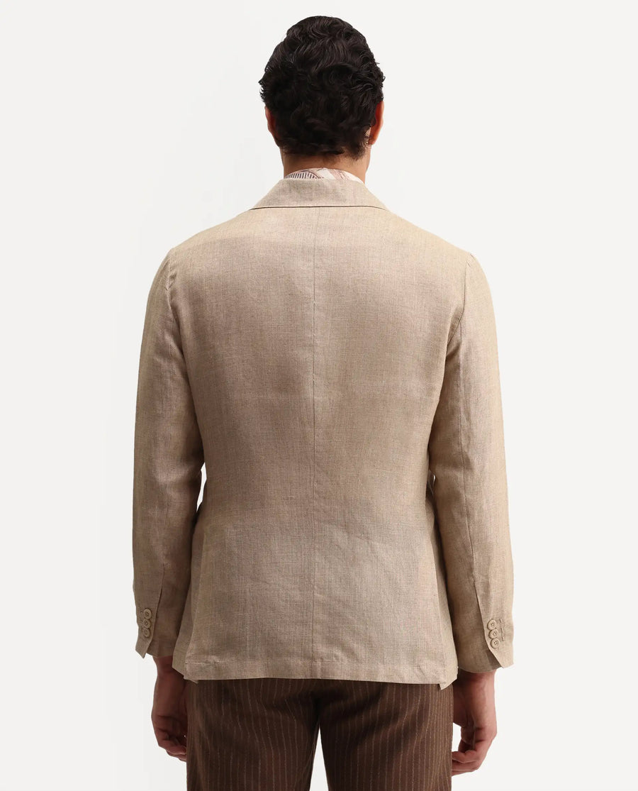 Rare Rabbit Men's Borium-Bl Beige 100% Linen Fabric Full Sleeve Lapel Collar Regular Plain Blazer